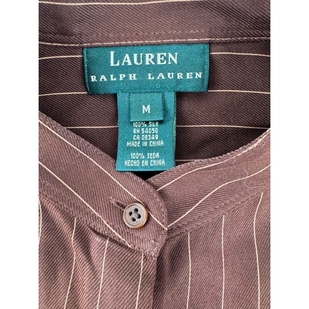 Ralph Lauren Y2K Vintage Silk Nehru collar Button Up Blouse Women's US size Med - Picture 3 of 7
